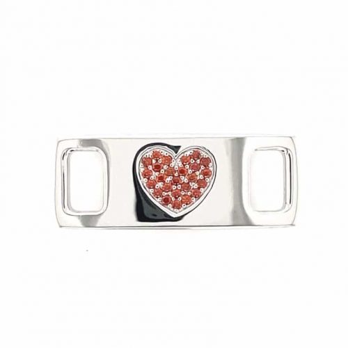 TAGS Heart Silver-Rhodium-Red CZ